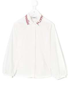 Monnalisa блузка с вышивкой на воротнике