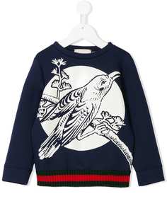 Gucci Kids толстовка с принтом с изображением птицы
