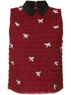 Tu Es Mon Trésor petit ribbon mesh frill top