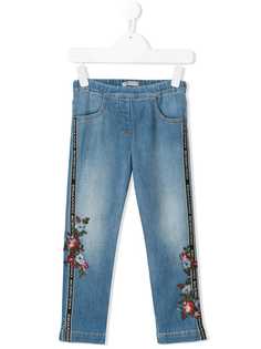 Ermanno Scervino Junior джинсы с цветочной вышивкой
