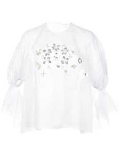 Delpozo прозрачная блузка с цветочной вышивкой пайетками