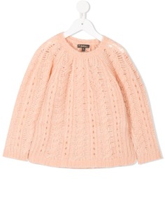 Velveteen raglan sleeve cable knit sweater