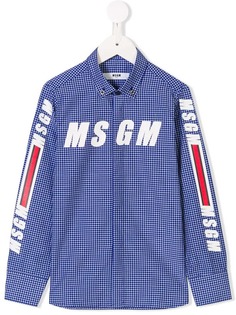 Msgm Kids клетчатая рубашка с принтом логотипа