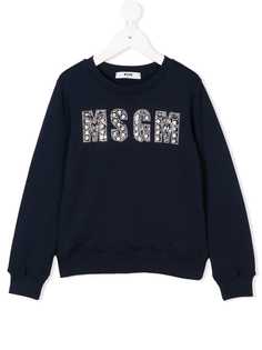 Msgm Kids толстовка с декорированным логотипом