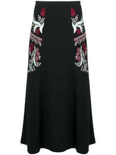 Vilshenko юбка А-образного силуэта с цветочной вышивкой