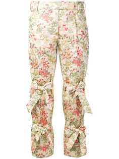 Simone Rocha укороченные парчовые брюки с цветочным узором
