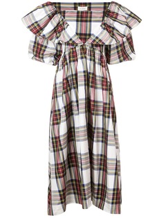 Isa Arfen платье в клетку с объемными рукавами