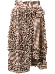 Comme Des Garçons Vintage юбка в клетку гингем с рюшами