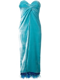 Christian Pellizzari платье без бретелек с отделкой перьями