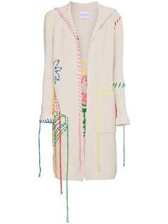 Mira Mikati удлиненный кардиган с капюшоном с вышивкой