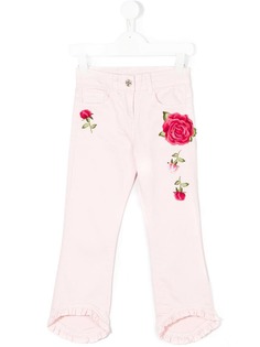 Monnalisa джинсы с цветочной вышивкой