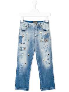 Roberto Cavalli Junior джинсы с люверсами и рваными деталями