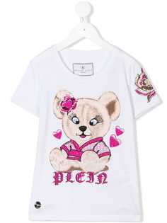 Philipp Plein Junior футболка с декорированным изображением медведя