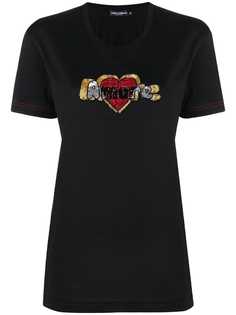 Dolce & Gabbana футболка с надписью с бисером