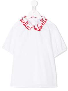 Vivetta Kids блузка с вышивкой логотипа на воротнике