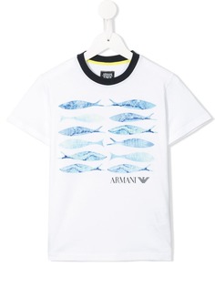 Emporio Armani Kids футболка с принтом рыб