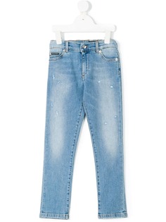 Dolce & Gabbana Kids джинсы кроя слим с потертой отделкой