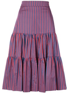 La Doublej юбка миди в полоску с многоярусным дизайном