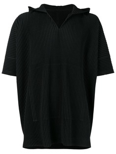 Homme Plissé Issey Miyake плиссированная толстовка с капюшоном и V-образным вырезом