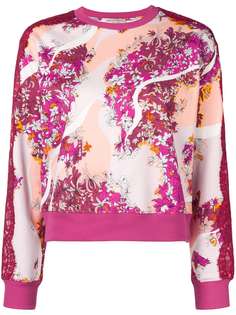 Emilio Pucci толстовка с цветочным принтом и кружевными панелями