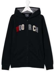 Woolrich Kids TEEN full-zipped logo hoodie