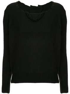 Uma Wang свитер с вырезом с рваным эффектом