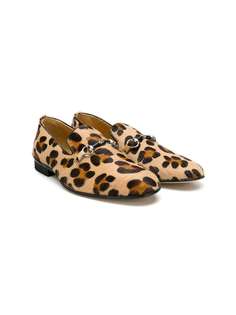 Gallucci Kids leopard print horsebit loafers