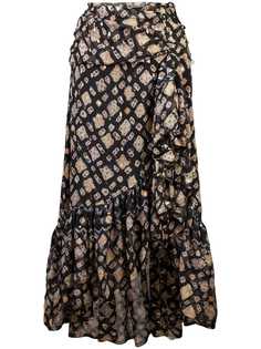 Ulla Johnson асимметричная юбка миди с принтом