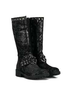 Roberto Cavalli Junior сапоги с эффектом металлик