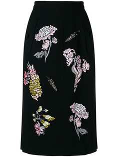 Markus Lupfer юбка-миди с цветочной вышивкой