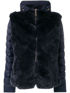 Liska дутая куртка с капюшоном и панелями из кроличьего меха