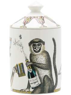 Fornasetti свеча в стакане с принтом обезьяны