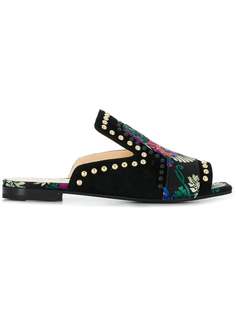 Fabi floral embroidered sandals