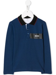 Boss Kids рубашка-поло с заплаткой с логотипом