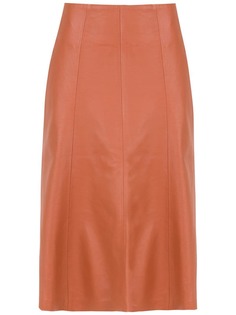 Clé leather midi skirt