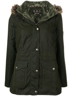 Barbour пуховик с капюшоном и меховой отделкой