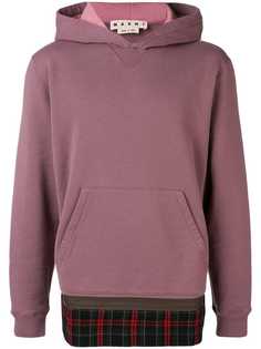 Marni толстовка с капюшоном клетчатой отделкой