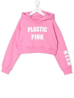 Msgm Kids укороченное худи с принтом