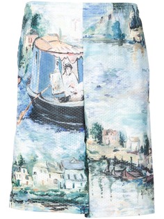 Off-White шорты с принтом картины в стиле импрессионизм