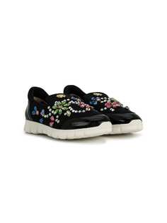 Roberto Cavalli Junior TEEN embellished slip-on sneakers