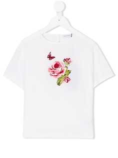 Dolce & Gabbana Kids футболка с вышивкой розы