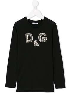 Dolce & Gabbana Kids футболка с логотипом с блестками