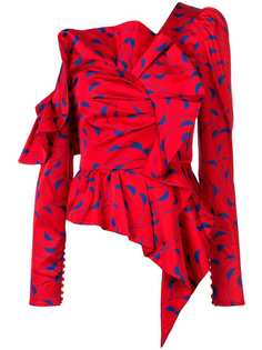 Self-Portrait асимметричный топ с оборками и принтом