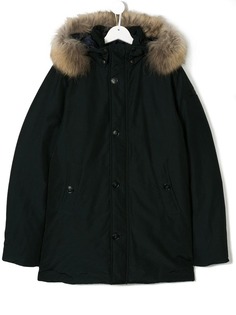 Woolrich Kids парка с капюшоном с меховой оторочкой