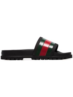 Gucci шлепанцы Pursuit с отделкой Web