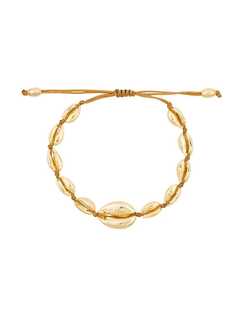 Tohum metallic gold large puka shell bracelet