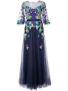 Marchesa Notte платье с цветочной аппликацией