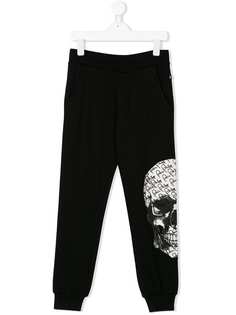 Philipp Plein Junior спортивные брюки с принтом черепа с логотипами