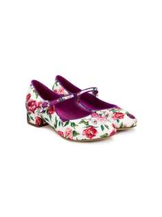 Dolce & Gabbana Kids rose print ballerina pumps