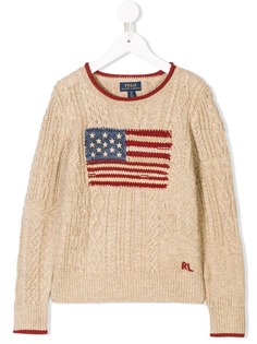 Ralph Lauren Kids джемпер вязки с косичками с флагом США